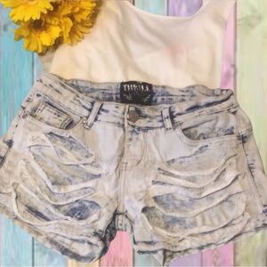 Destroyed Bleached Out Distressed Jean Shorts